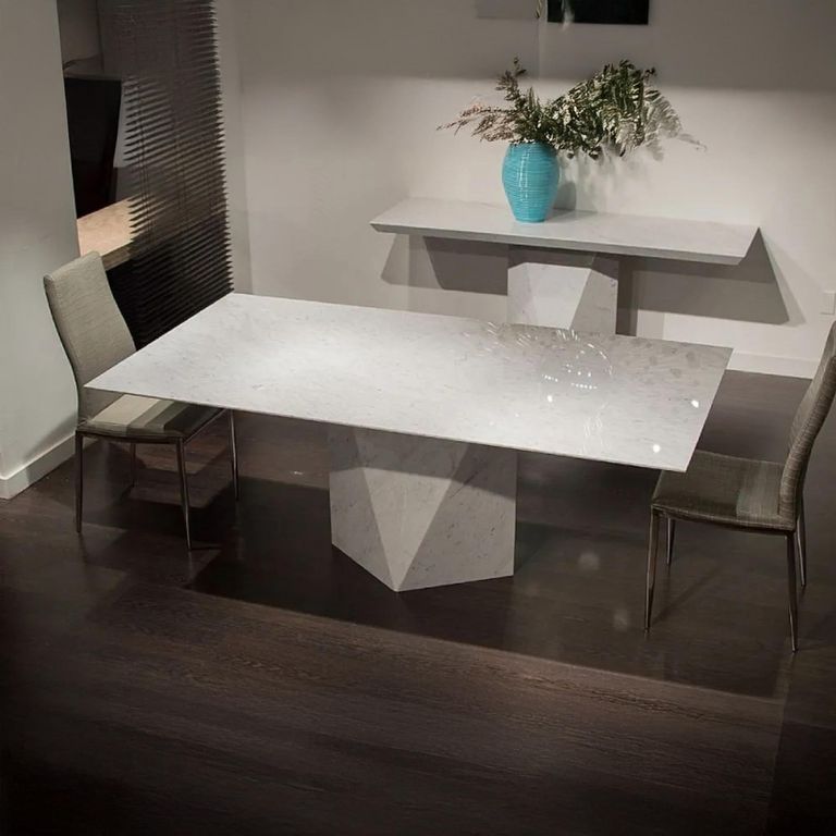 Freedom Dining Table - Marble with Steel Pedestal Base - Variation Available