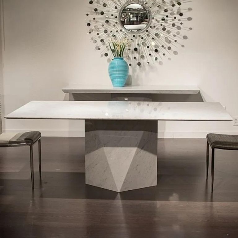 Freedom Dining Table - Marble with Steel Pedestal Base - Variation Available