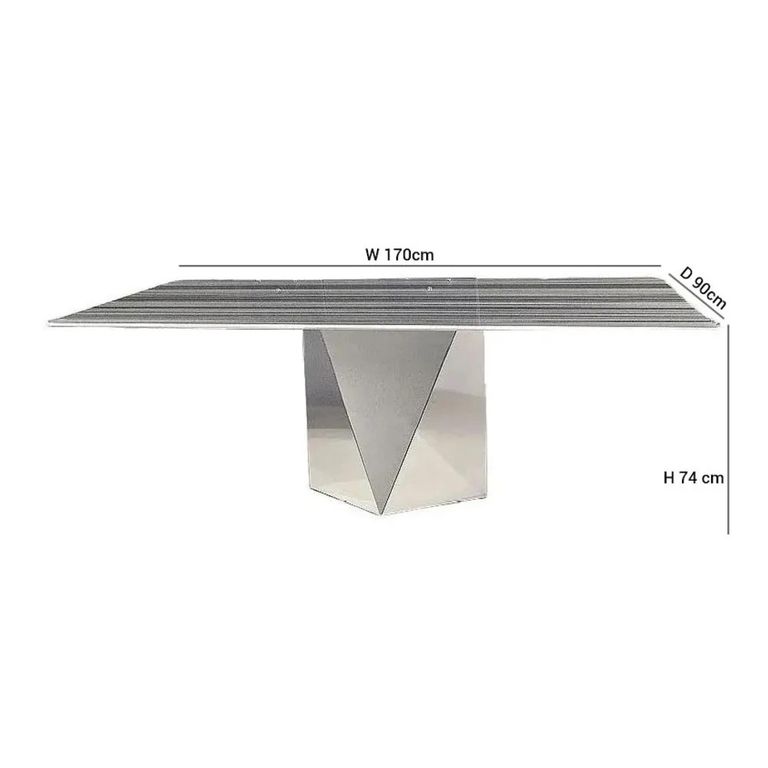 Freedom Dining Table - Slim Edge - Marble with Stainless Steel Pedestal Base - Variation Available