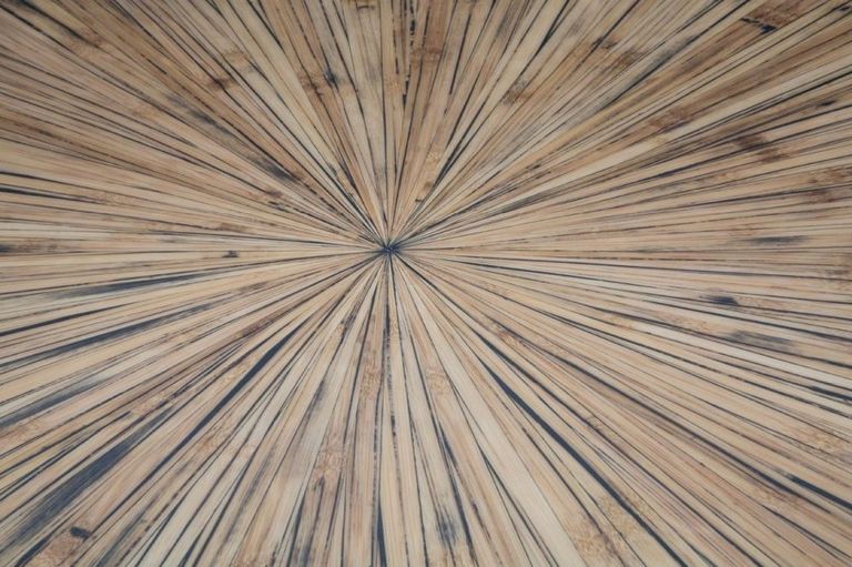 Gabo Dining Table - 4 Seater - 120cm - Round - Parquet Wood with Black Base