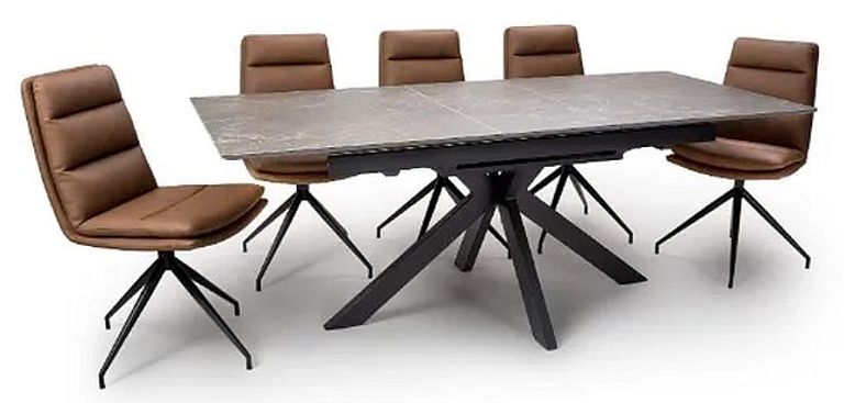 Galaxy Extending Dining Table - Brown Ceramic - 4-6 Seater - 140cm-180cm
