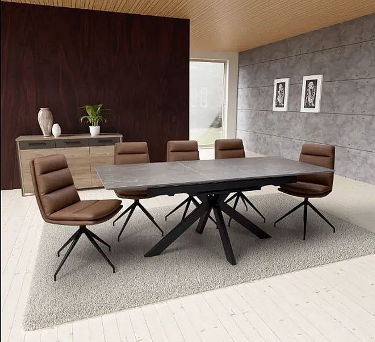 Galaxy Extending Dining Table - Brown Ceramic - 6-8 Seater - 160cm-200cm
