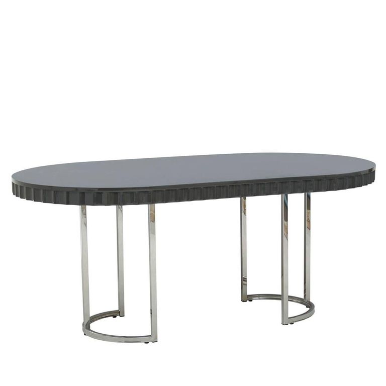 Genoa Dining Table - 6 Seater - 180cm - Oval - Grey High Gloss