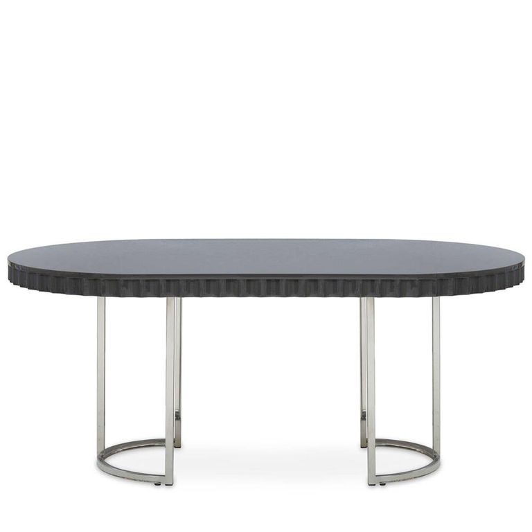 Genoa Dining Table - 6 Seater - 180cm - Oval - Grey High Gloss