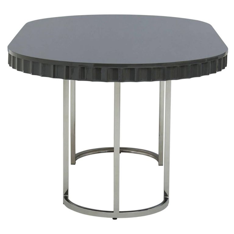 Genoa Dining Table - 6 Seater - 180cm - Oval - Grey High Gloss