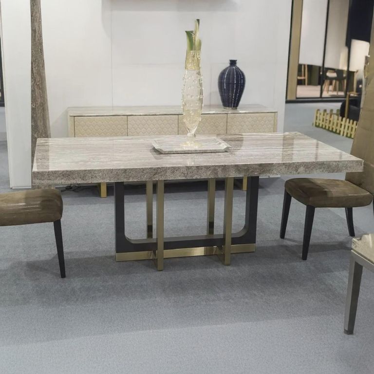 Harry Dining Table - Marble with Metal Pedestal Base - Variation Available