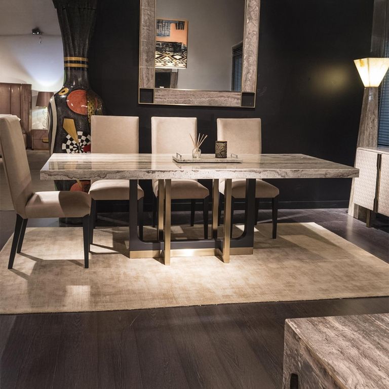 Harry Dining Table - Marble with Metal Pedestal Base - Variation Available