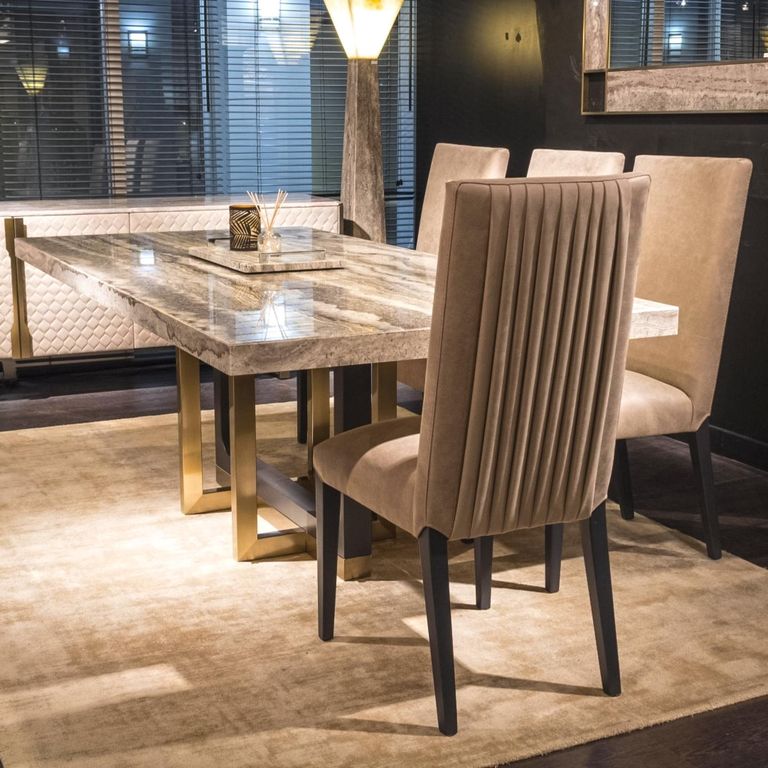 Harry Dining Table - Marble with Metal Pedestal Base - Variation Available