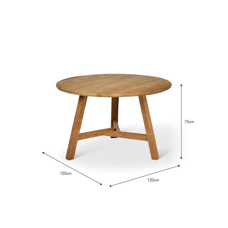 Hawthorne Outdoor Round Dining Table Natural Teak Wood