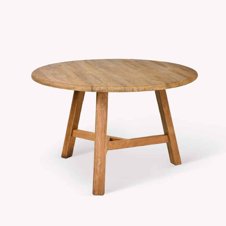 Hawthorne Outdoor Round Dining Table Natural Teak Wood