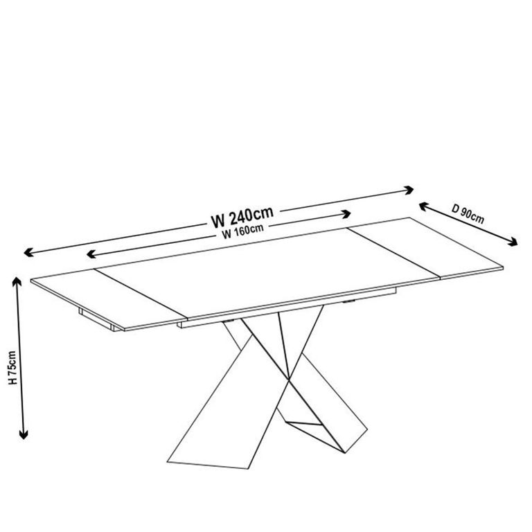 Hayden 6-10 Seater White Ceramic Extending Dining Table with Black Cross Base