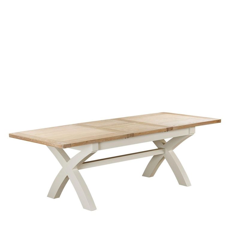 Hayley Dining Table - 6-8 Seater - 180cm-230cm - Extending - with Cross Legs - Oak and White