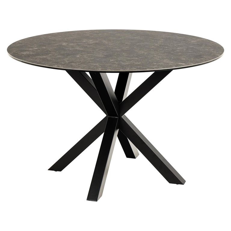 Heaven Round Dining Table - 4 Seater - 119cm - Black Ceramic - with Star Legs