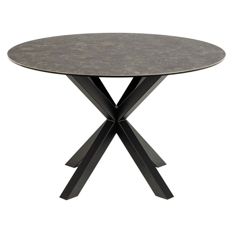 Heaven Round Dining Table - 4 Seater - 119cm - Black Ceramic - with Star Legs