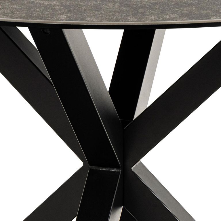 Heaven Round Dining Table - 4 Seater - 119cm - Black Ceramic - with Star Legs
