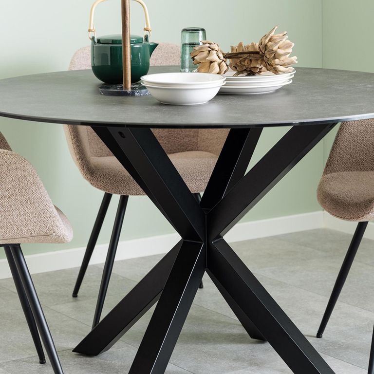 Heaven Round Dining Table - 4 Seater - 119cm - Black Ceramic - with Star Legs