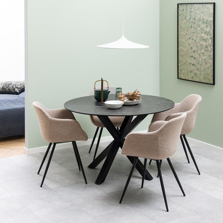 Heaven Round Dining Table - 4 Seater - 119cm - Black Ceramic - with Star Legs
