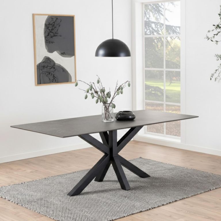 Heaven Round Dining Table - 8 Seater - 200cm - Black Ceramic - with Star Legs