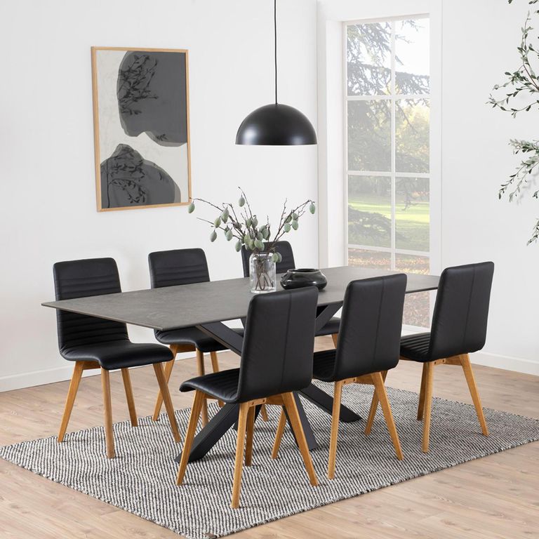 Heaven Round Dining Table - 8 Seater - 200cm - Black Ceramic - with Star Legs