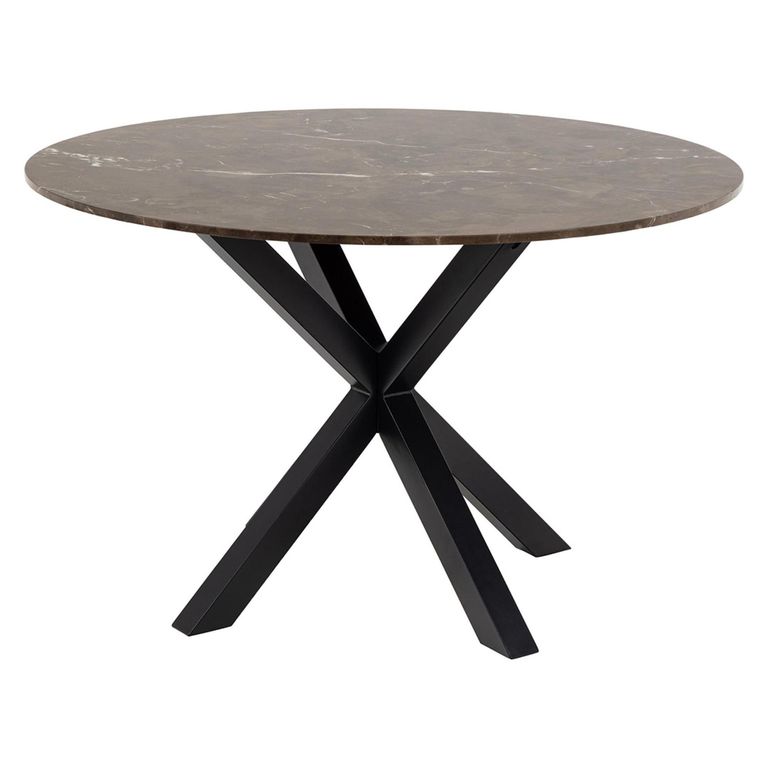 Heaven Round Dining Table - 4 Seater - 120cm - Brown Marble Effect - with Star Legs