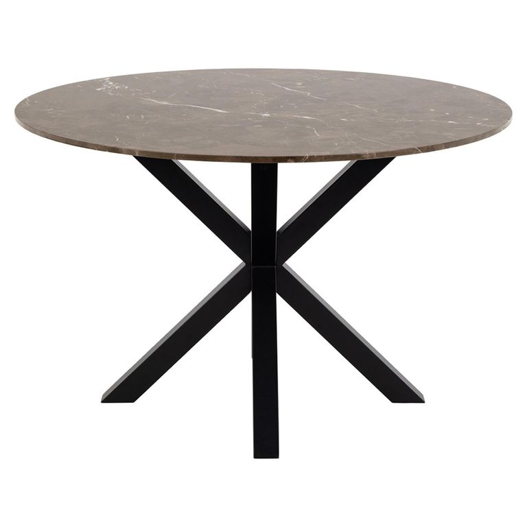 Heaven Round Dining Table - 4 Seater - 120cm - Brown Marble Effect - with Star Legs