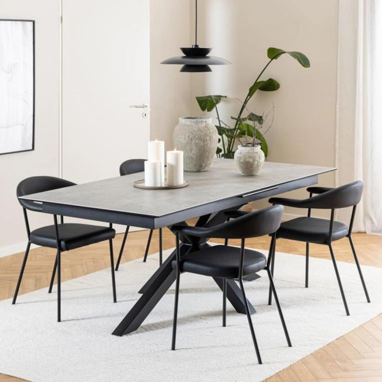 Heaven Extending Dining Table - 8-10 Seater - 200cm-240cm - Grey Ceramic - with Star Legs