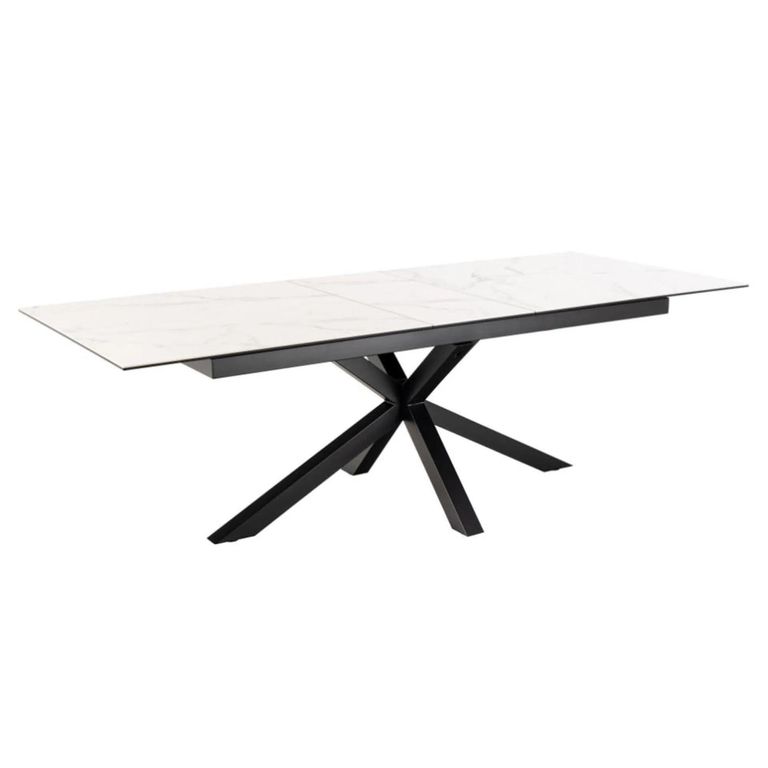 Heaven Extending Dining Table - 8-10 Seater - 200cm-240cm - White Ceramic - with Star Legs