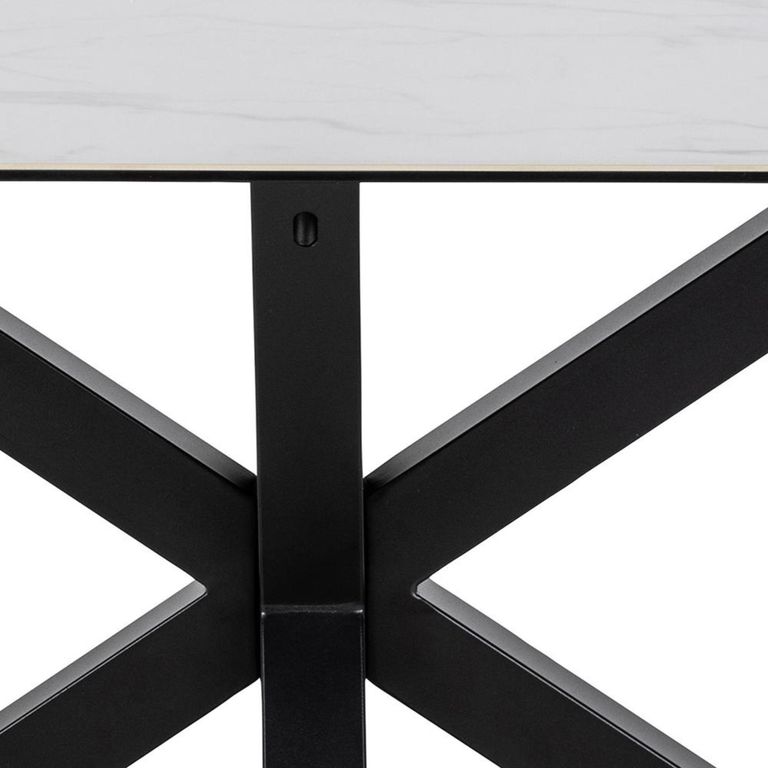 Heaven Round Dining Table - 8 Seater - 200cm - White Ceramic and Black - with Star Legs