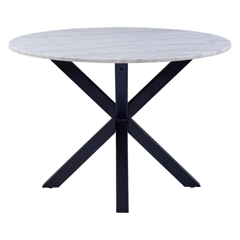 Heaven Round Dining Table - 4 Seater - 110cm - White Marble Effect - with Star Legs
