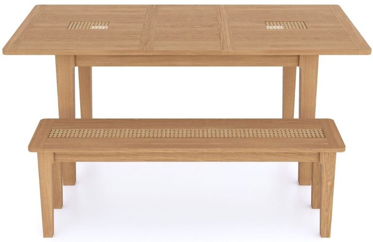 Henley Oak and Rattan 4-6 Seater Extending Dining Table - 140cm-180cm