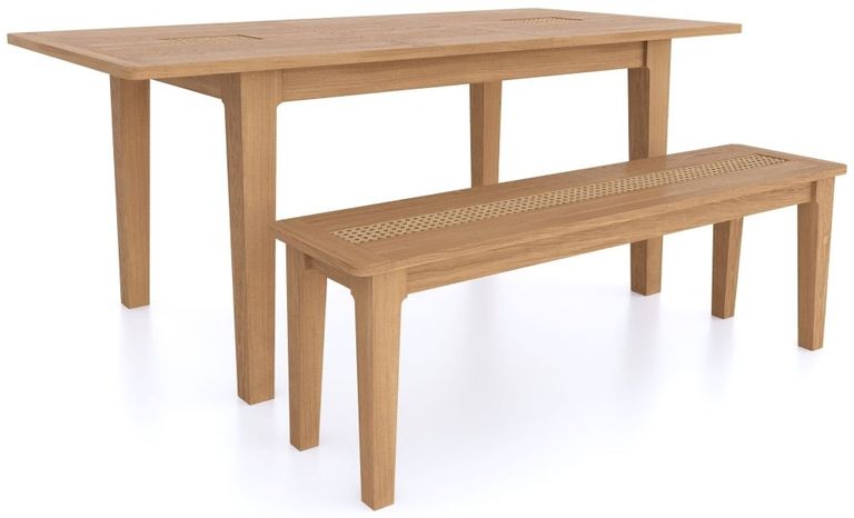 Henley Oak and Rattan 4-6 Seater Extending Dining Table - 140cm-180cm