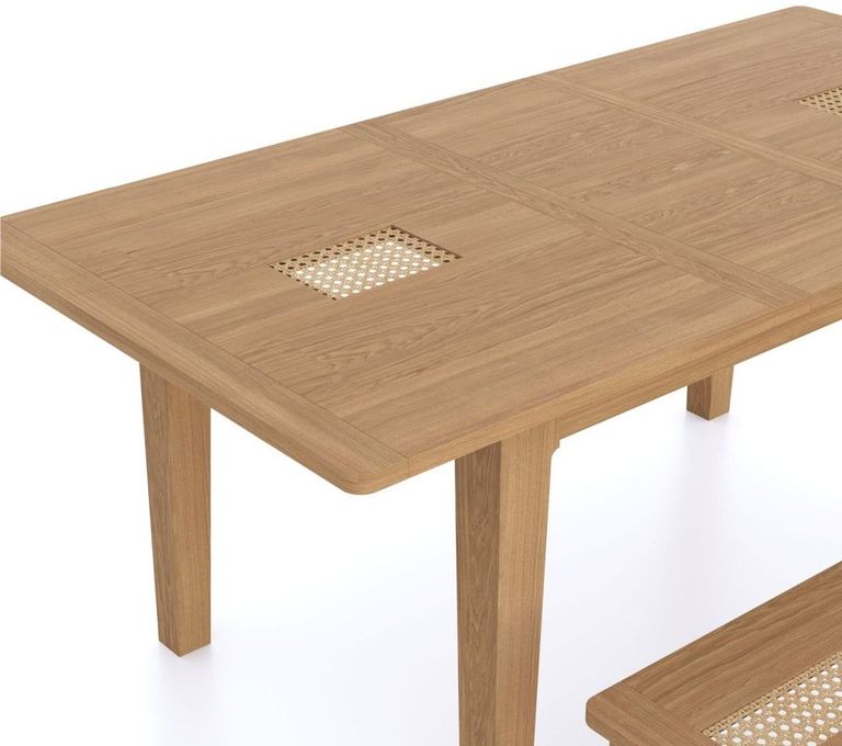 Henley Oak and Rattan 4-6 Seater Extending Dining Table - 140cm-180cm