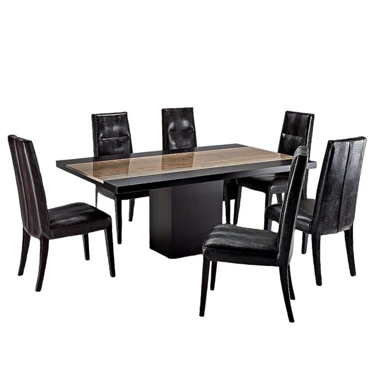 Hermes Dining Table - Marble with Wooden Pedestal Base - Variation Available