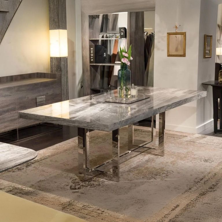 Horizon Dining Table - Marble with Chrome Pedestal Base - Variation Available