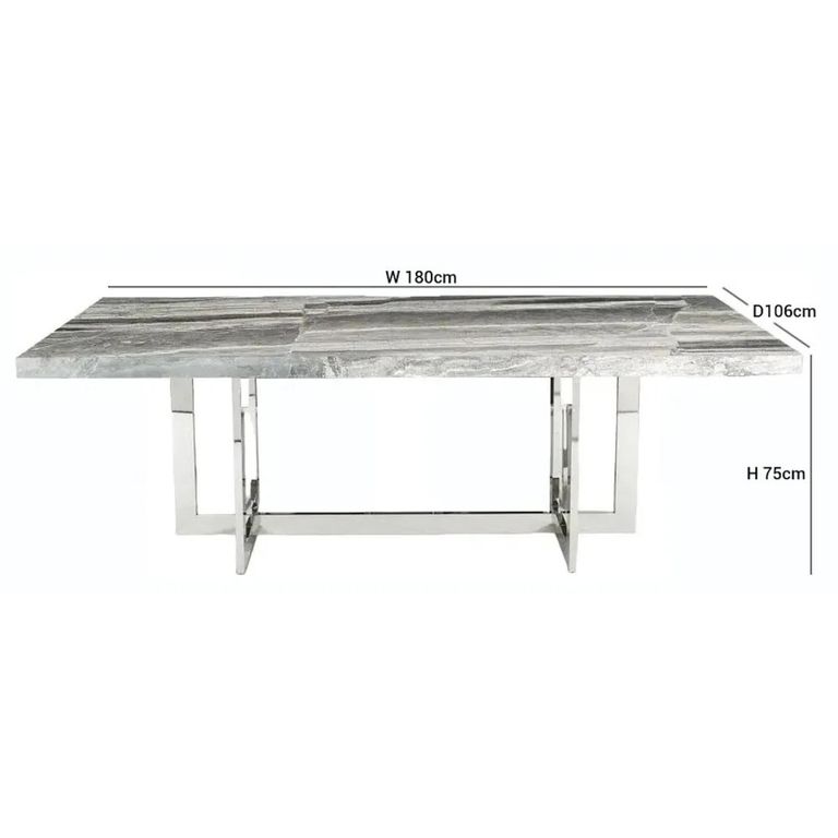 Horizon Dining Table - Marble with Chrome Pedestal Base - Variation Available