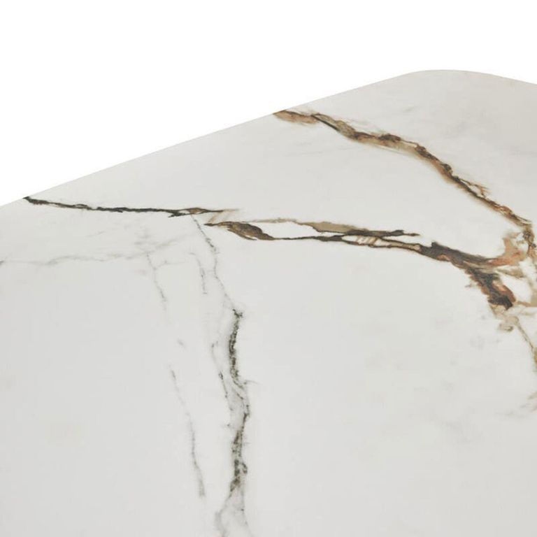 Imperia Dining Table - 6 Seater - 180cm - White Ceramic with Bronze Pedestal