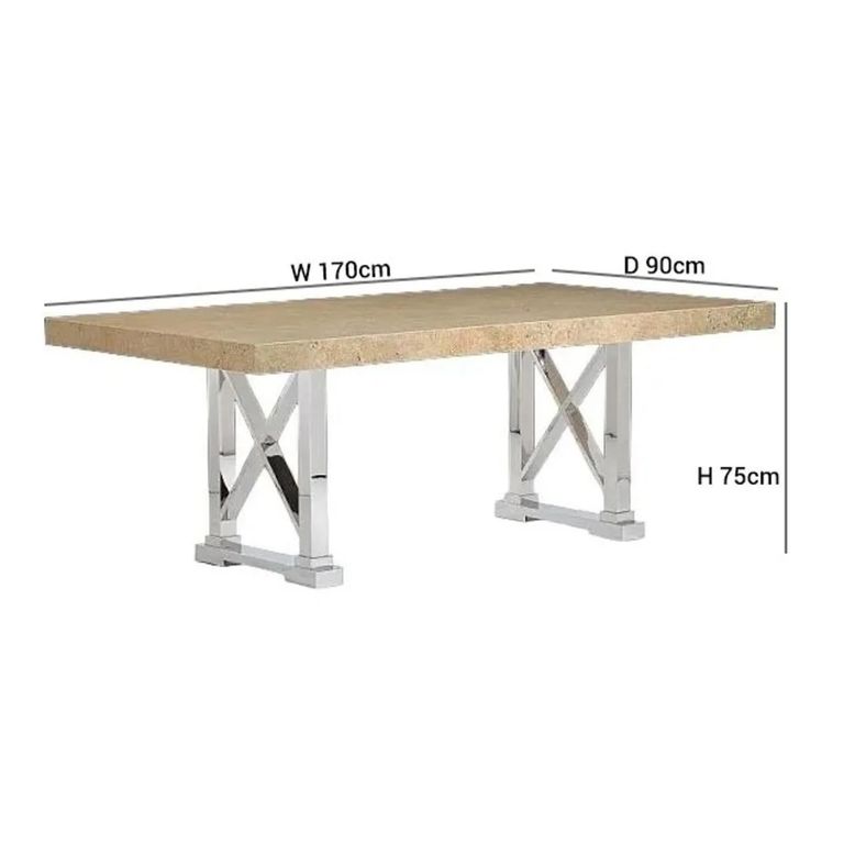 Impero Dining Table - Marble with Stainless Steel Pedestal Base - Variation Available