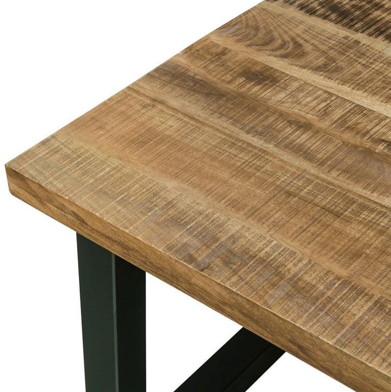 Induse Industrial Mango Wood 6 Seater Dining Table with Black Metal U Legs - 180cm