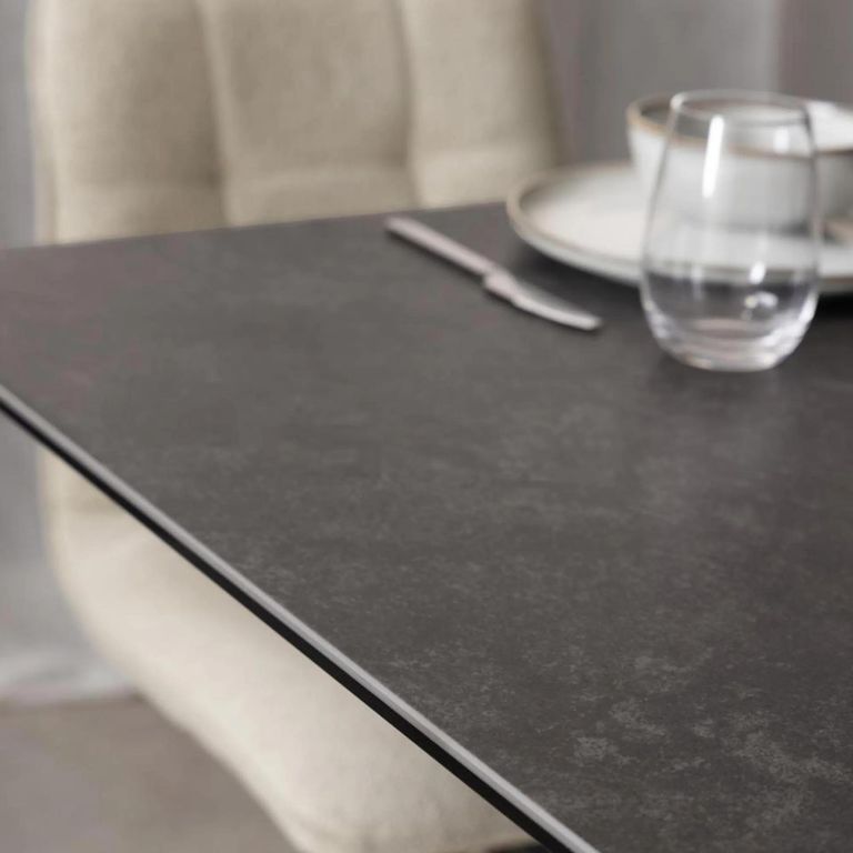 Irwine Extending Dining Table - 6-8 Seater - 168cm-210cm - Black Ceramic - with Star Legs