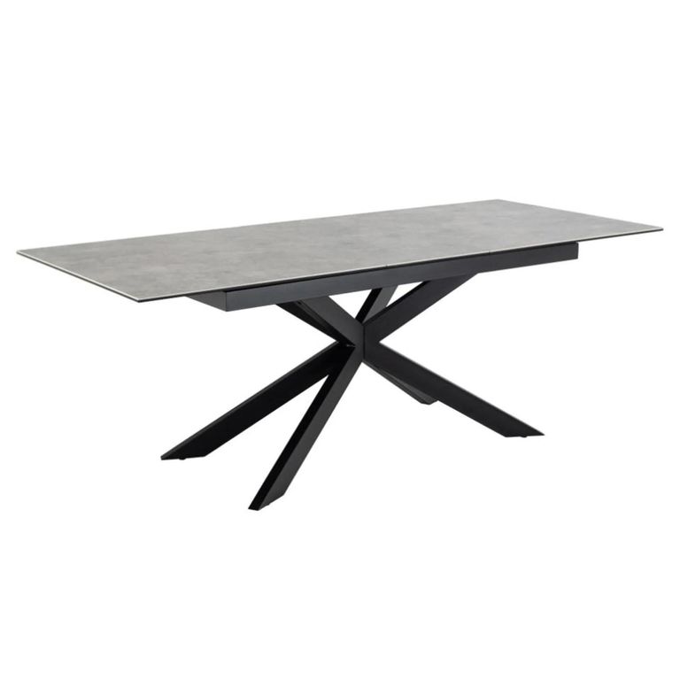 Irwine Extending Dining Table - 6-8 Seater - 168cm-210cm - Grey Ceramic - with Star Legs