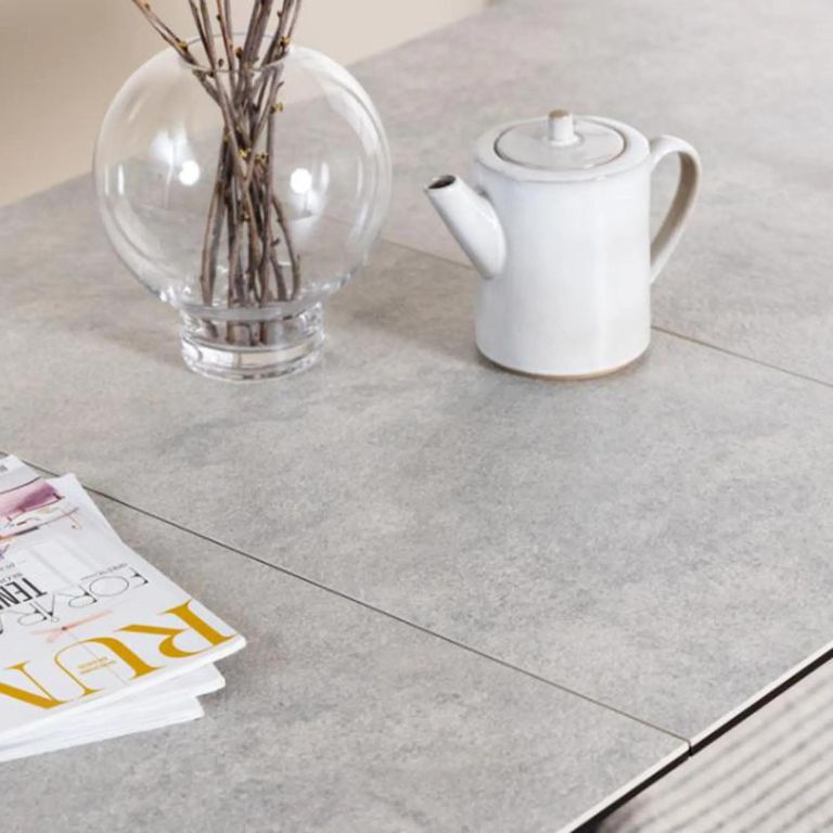 Irwine Extending Dining Table - 6-8 Seater - 168cm-210cm - Grey Ceramic - with Star Legs