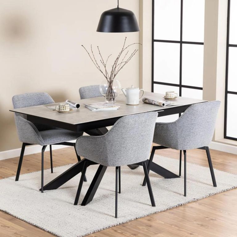 Irwine Extending Dining Table - 6-8 Seater - 168cm-210cm - Grey Ceramic - with Star Legs