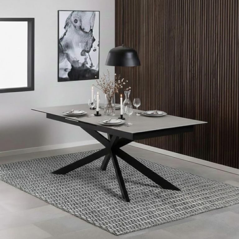 Irwine Extending Dining Table - 8-10 Seater - 200cm-240cm - Grey Ceramic - with Star Legs
