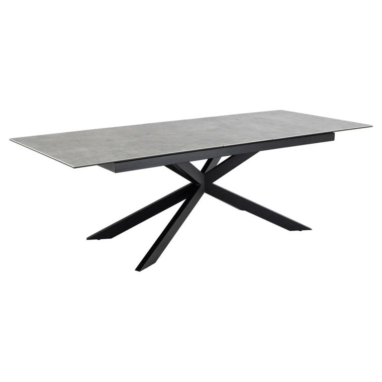Irwine Extending Dining Table - 8-10 Seater - 200cm-240cm - Grey Ceramic - with Star Legs
