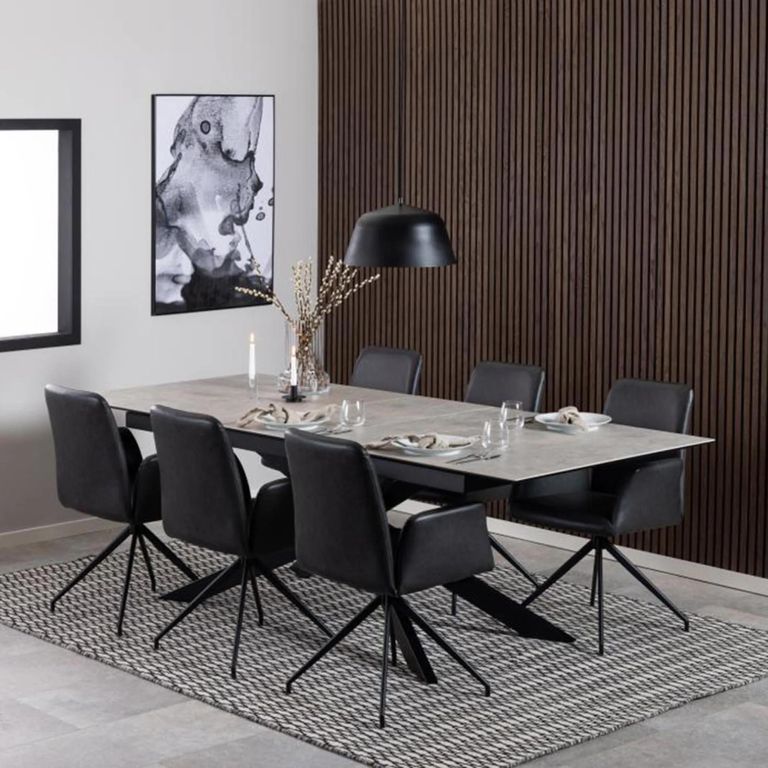 Irwine Extending Dining Table - 8-10 Seater - 200cm-240cm - Grey Ceramic - with Star Legs