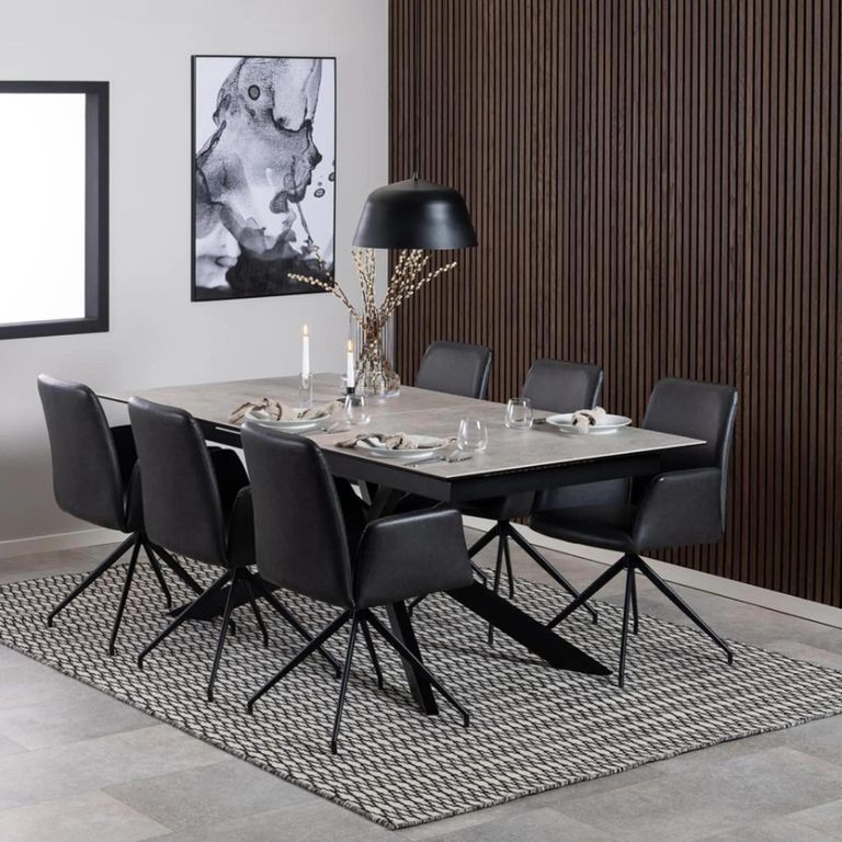 Irwine Extending Dining Table - 8-10 Seater - 200cm-240cm - Grey Ceramic - with Star Legs