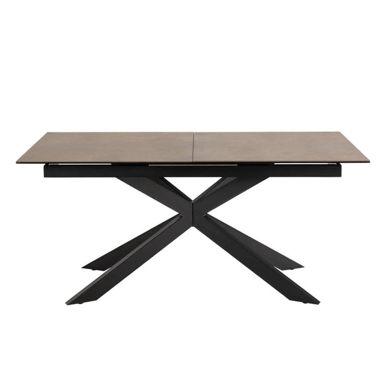 Irwine Extending Dining Table - 6-8 Seater - 168cm-210cm - Rusty Brown Ceramic - with Star Legs