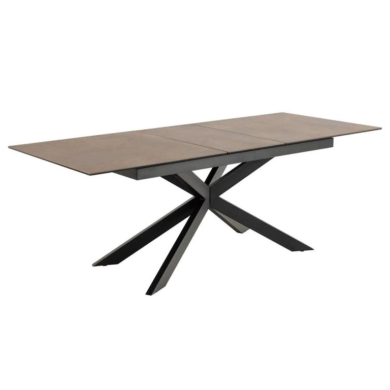 Irwine Extending Dining Table - 6-8 Seater - 168cm-210cm - Rusty Brown Ceramic - with Star Legs