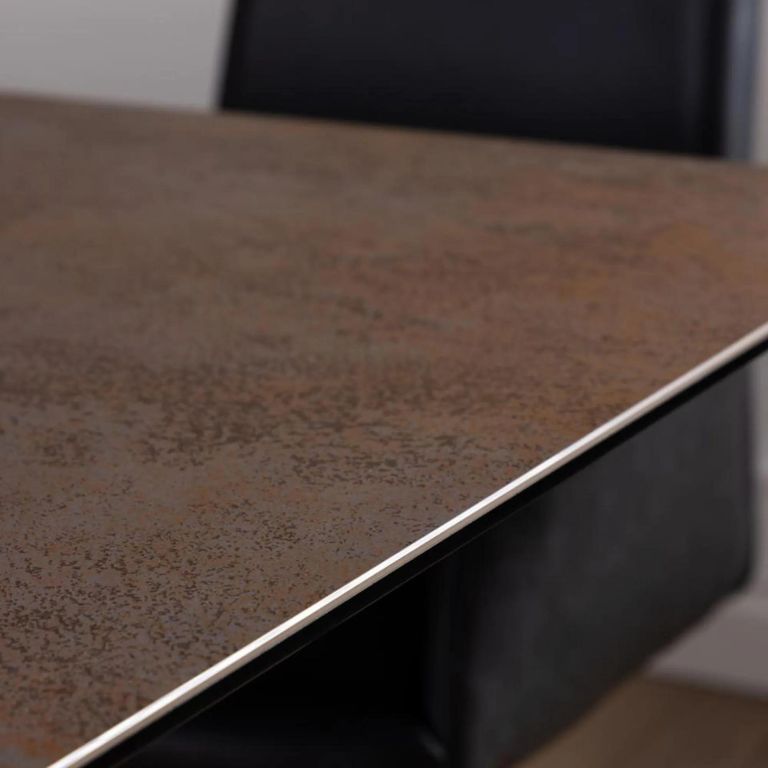 Irwine Extending Dining Table - 8-10 Seater - 200cm-240cm - Rusty Brown Ceramic - with Star Legs