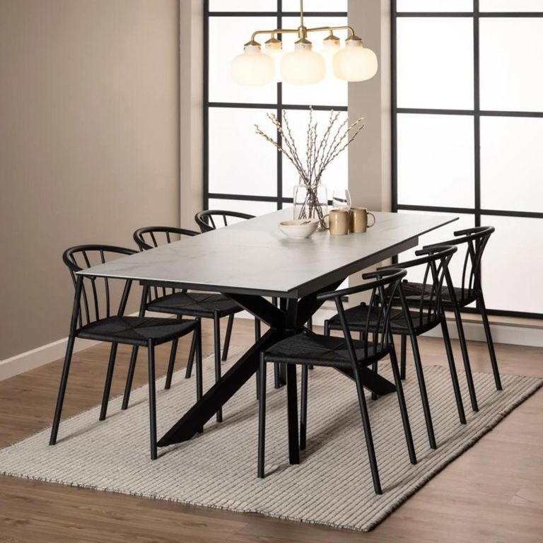 Irwine Extending Dining Table - 6-8 Seater - 168cm-210cm - White Ceramic - with Star Legs